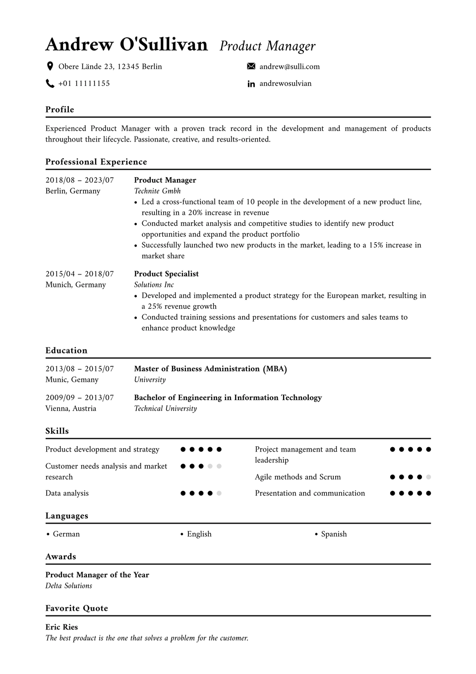 Sample Bio Data